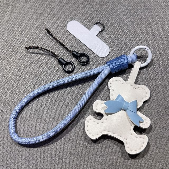 Bear Faux with Pad Strap Lanyard Phone and Leather