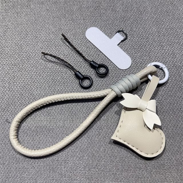 Bear Faux with Pad Strap Lanyard Phone and Leather