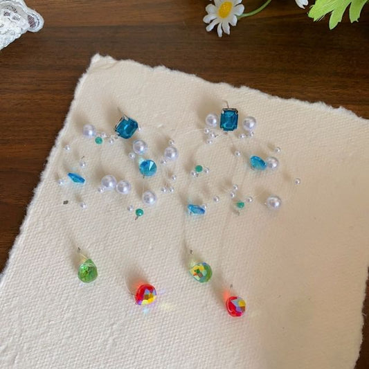 Earring Pearl Drop Rhinestone Faux