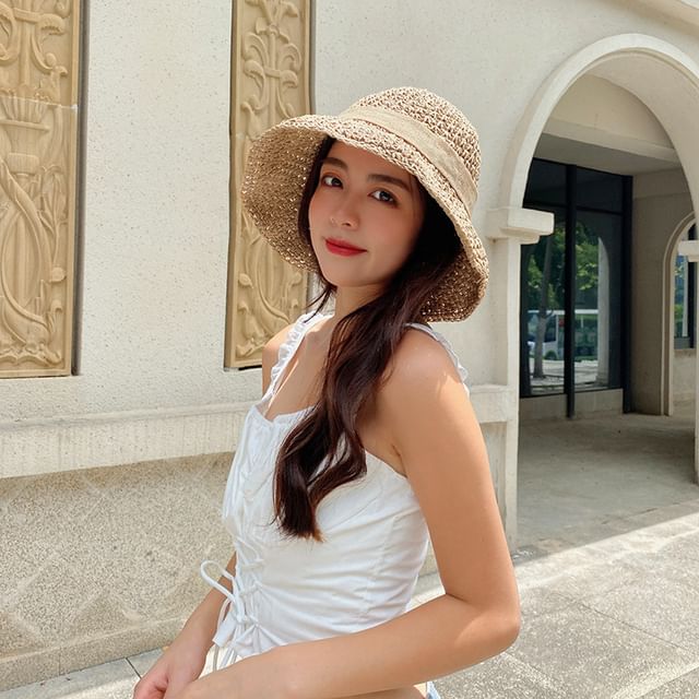Straw Hat Bow Bucket