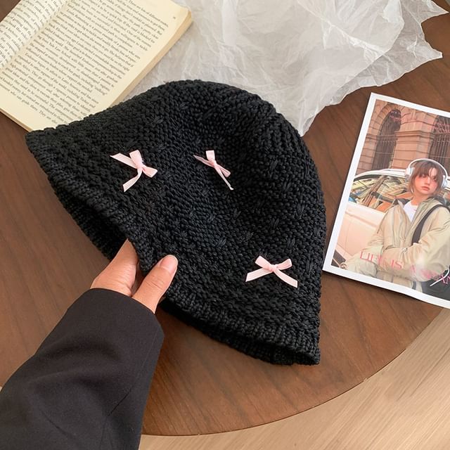 Cloche Hat Bow Woven