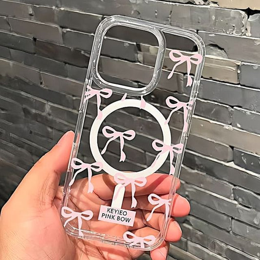 Magnetic Phone with (Compatible MagSafe) Case Transparent Bow