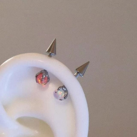 Claw Faux Alloy Gemstone Earring Through