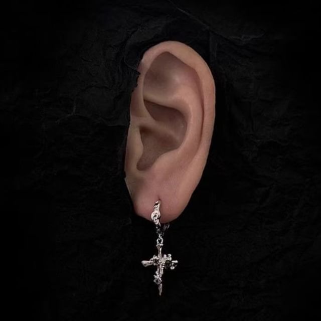 Drop Alloy Cross Earring