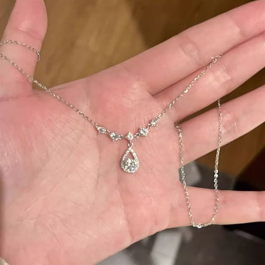 Alloy Necklace Rhinestone Pendant Droplet