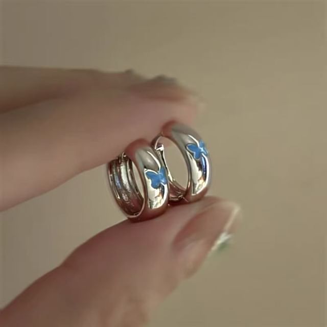 Huggie Butterfly Glaze Alloy Earring