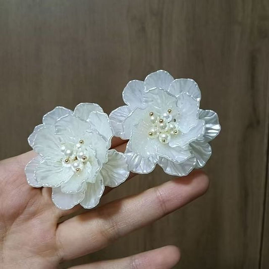 Earring Floral Statement Pearl Alloy Faux