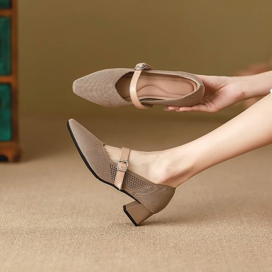 Jane Mary Pumps Chunky Square Toe Heel