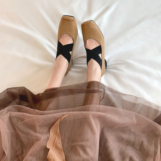 Strap Pumps Jane Heel Square Mary Toe Chunky Cross