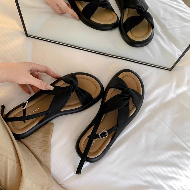 Platform Sandals Knot Slingback