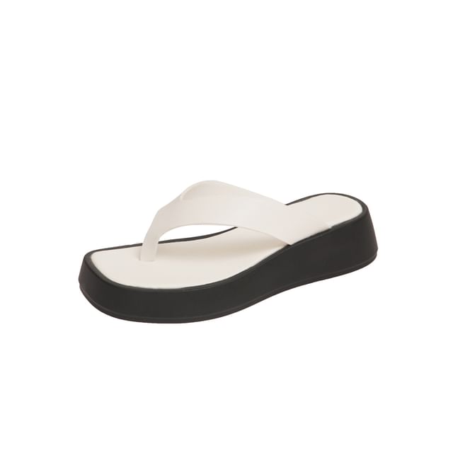Faux Flip-Flops Platform Leather