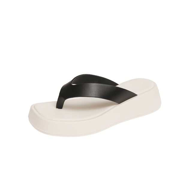 Faux Flip-Flops Platform Leather