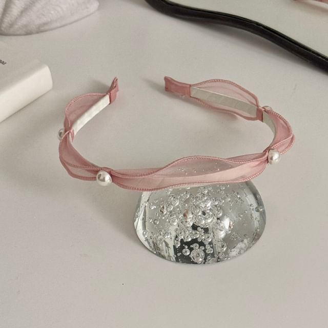 Headband Faux Mesh Pearl