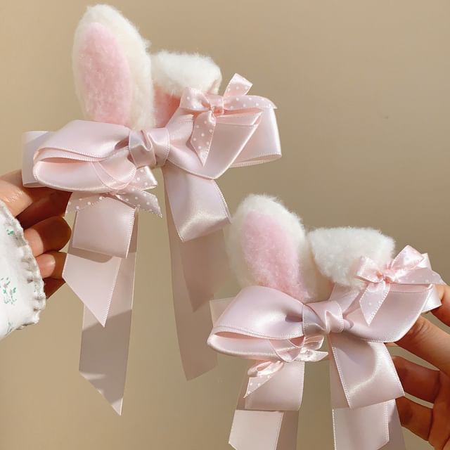 Rabbit Hair / Ear Set Clip Bow
