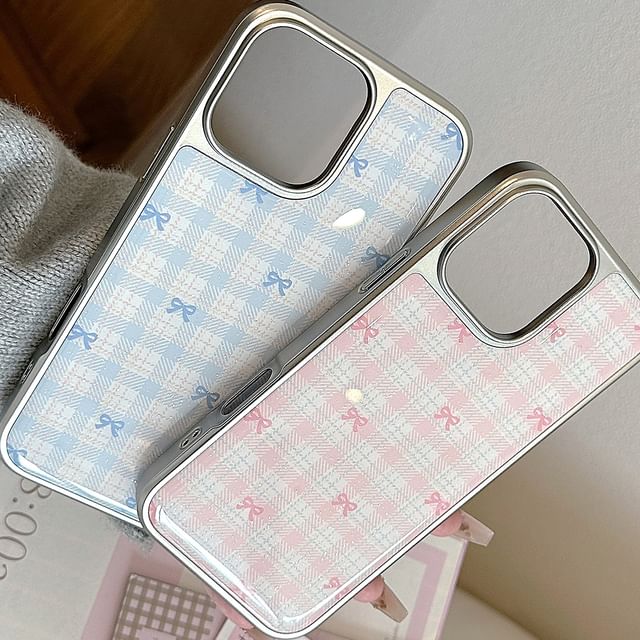 Phone Case Bow Plaid