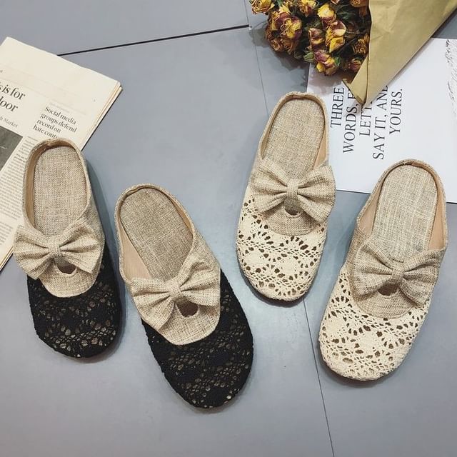 Mules Round Toe Bow Cutout