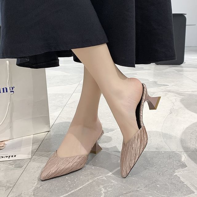 Heel Kitten Mules Pointed Toe