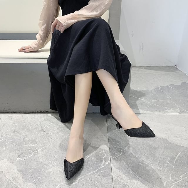 Heel Kitten Mules Pointed Toe