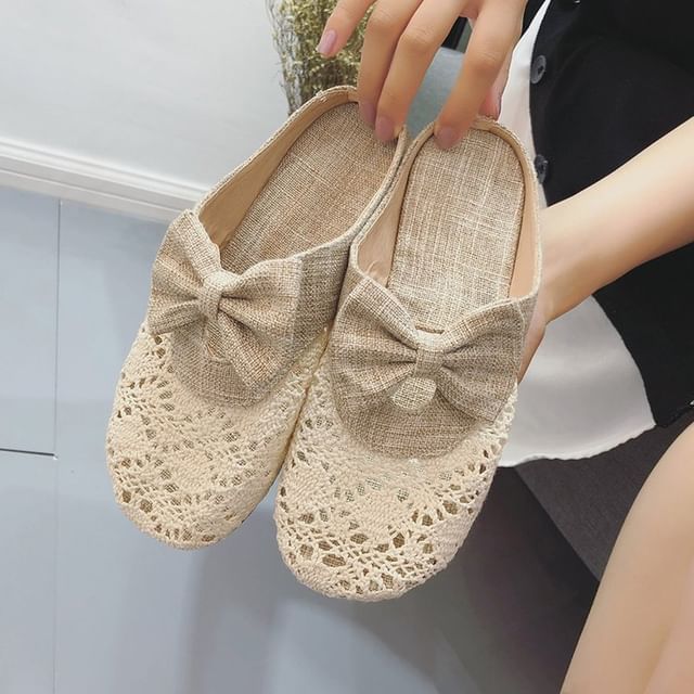 Mules Round Toe Bow Cutout