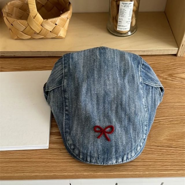 Denim Ribbon Newsboy Cap