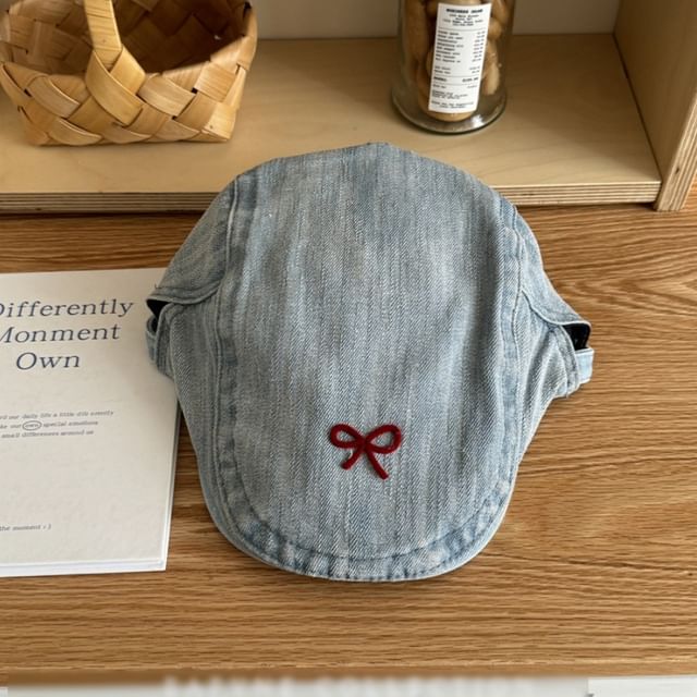 Denim Ribbon Newsboy Cap