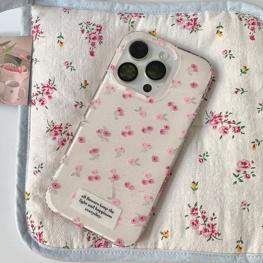 Floral Print Strap Case / Beaded Set iPhone