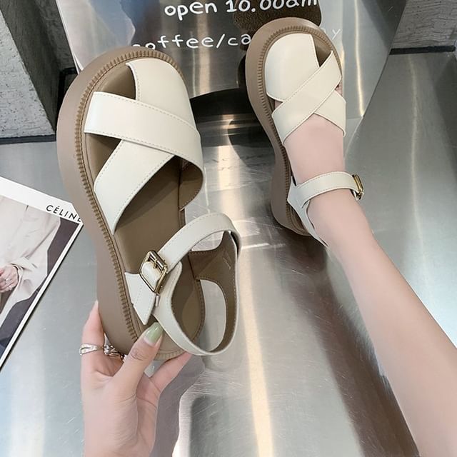 Leather Sandals Faux Platform