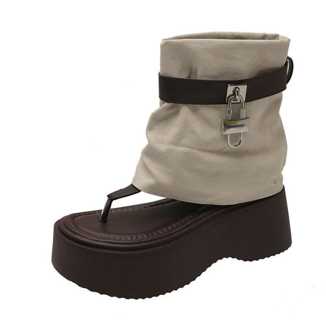 Thong Boots Padlock Platform Panel