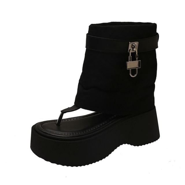 Thong Boots Padlock Platform Panel