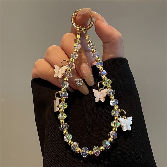 Butterfly Phone Beaded Lanyard