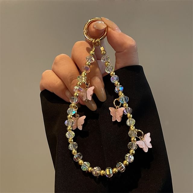 Butterfly Phone Beaded Lanyard