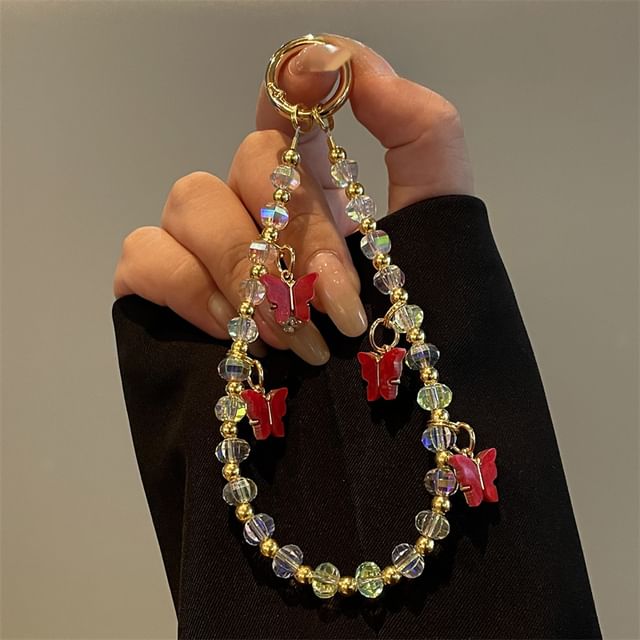 Butterfly Phone Beaded Lanyard