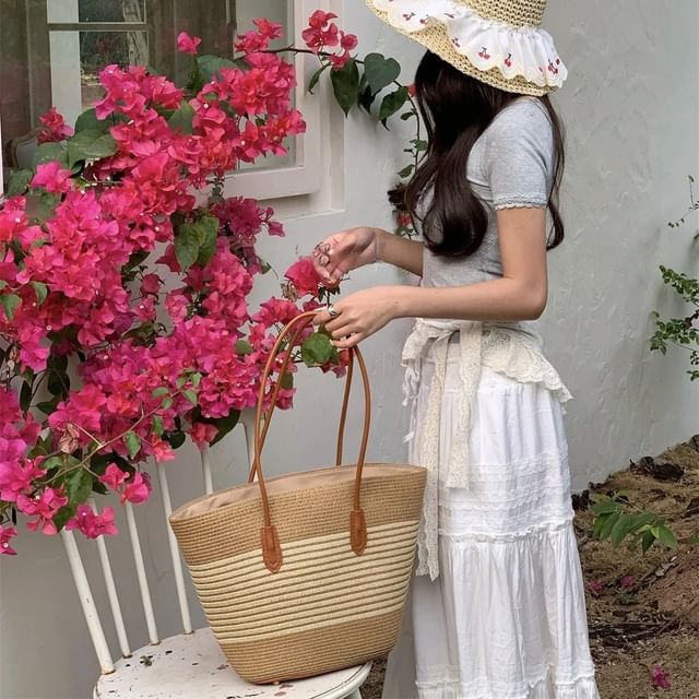 Tote Bag Straw Striped