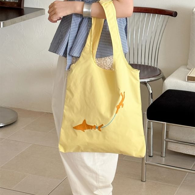 Embroidered Tote Nylon Bag