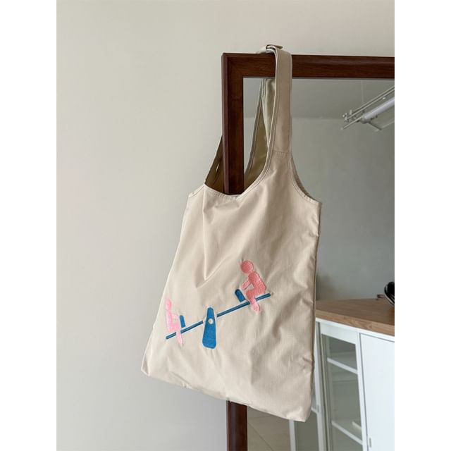 Embroidered Tote Nylon Bag