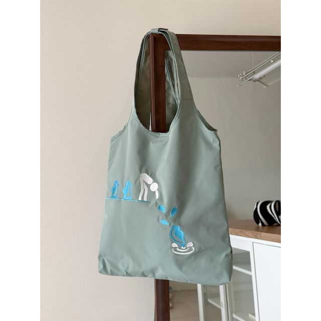 Embroidered Tote Nylon Bag