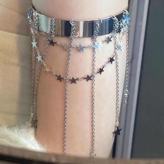Fringed Chain Bangle Open Star