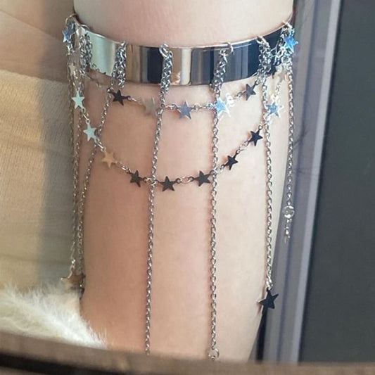 Fringed Chain Bangle Open Star