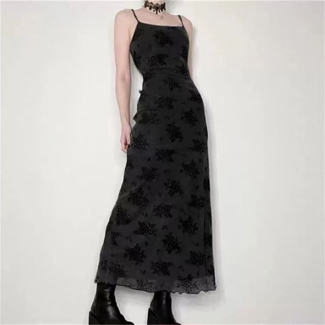 Dress Lace Maxi Spaghetti A-Line Strap