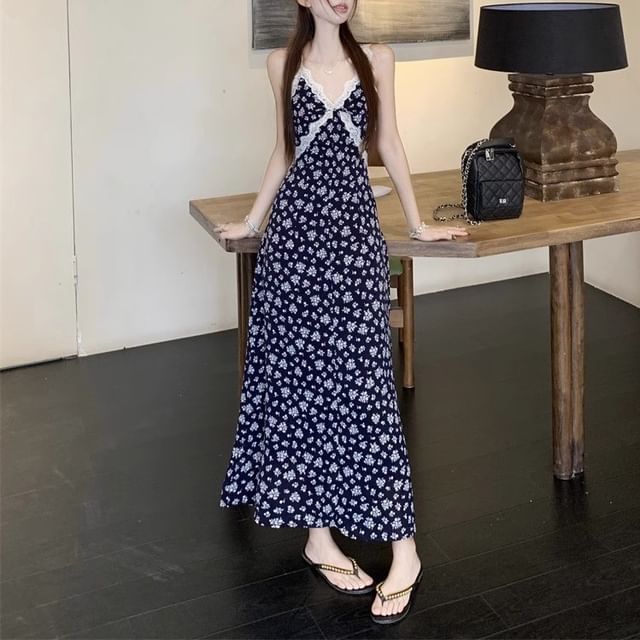 Dress / Maxi Print A-Line V-Neck Floral Cardigan Sleeveless