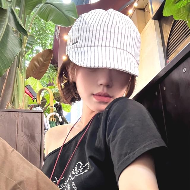 Brim Cap Striped Short Baseball