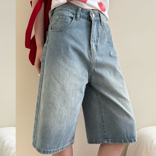High Shorts Denim Leg Waist Wide