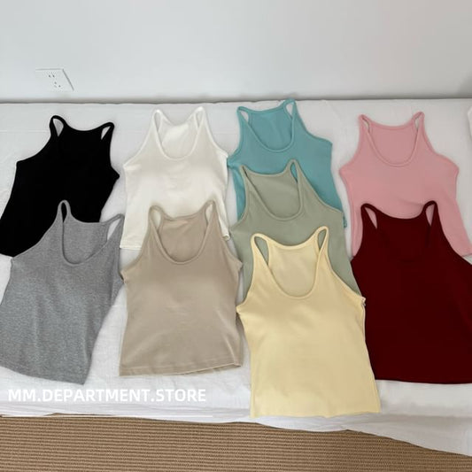 Scoop Top Neck Tank Plain Knit