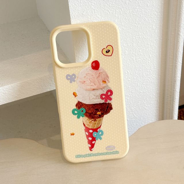 Cream Print Case Ice Phone
