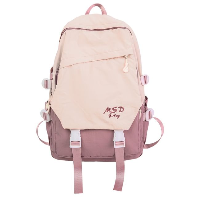 Lettering Backpack Buckled Flap