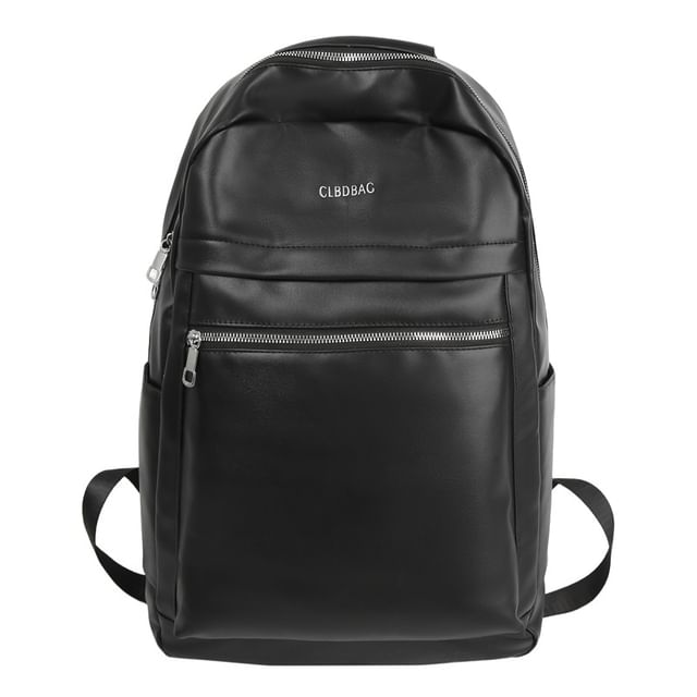 Faux Lettering Leather Backpack
