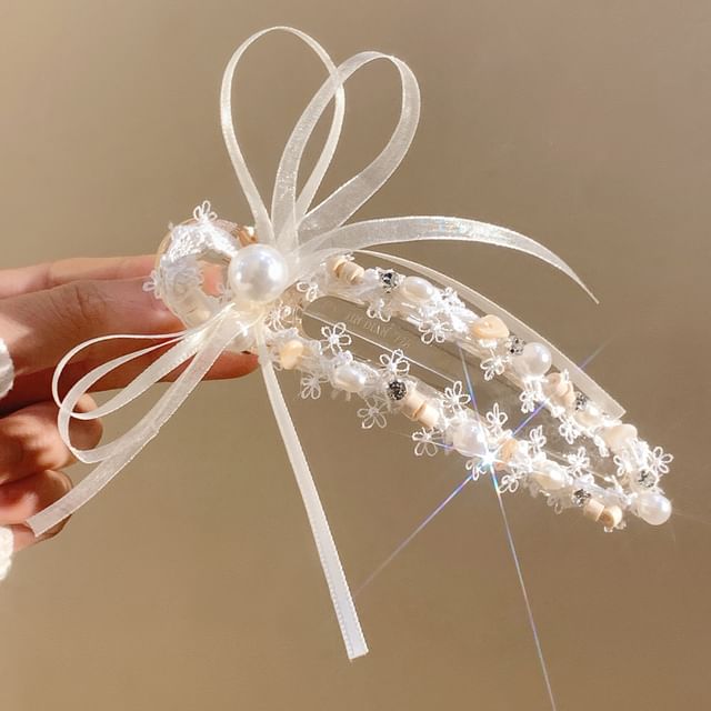 Bow Hair Faux Pearl Clip