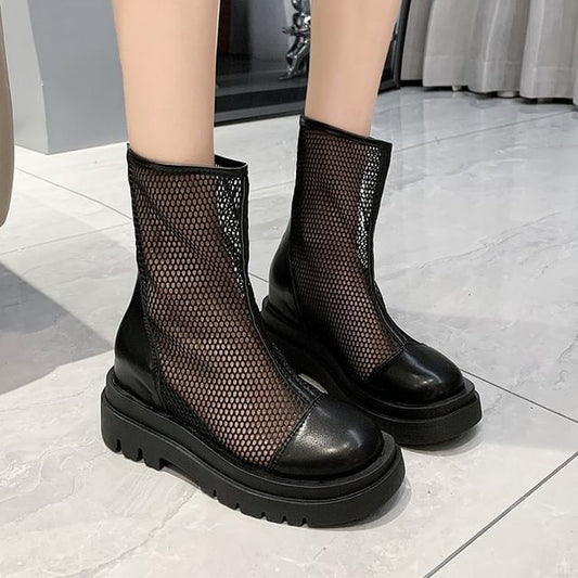 Short Boots Platform Mesh Plain