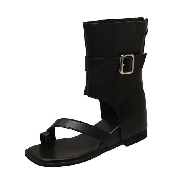 Toe Hidden Loop Boots Wedge Short