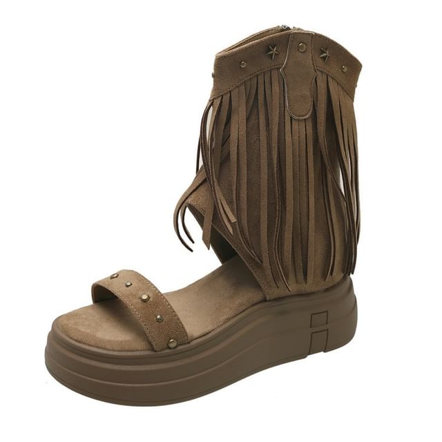 Boots Short Studded Platform Plain